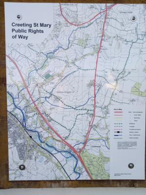 Map of Public Rights of Way in Creeting St Mary